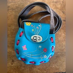 Mexican Folk Art Mini Crossbody Leather Bag Purse